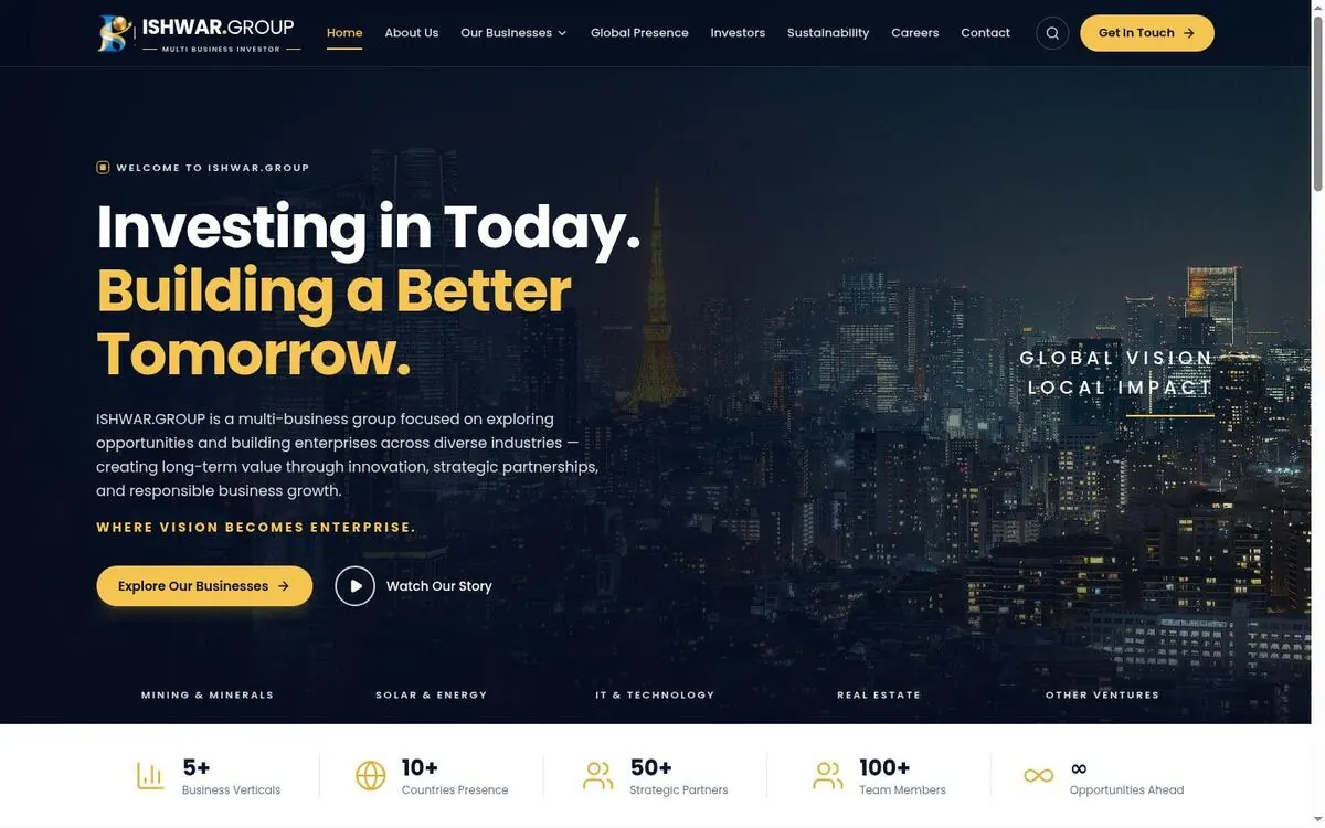 ISHWAR.GROUP – Corporate Website for a Multi-Business Group