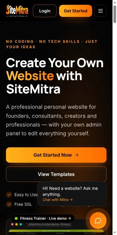 SiteMitra mobile view