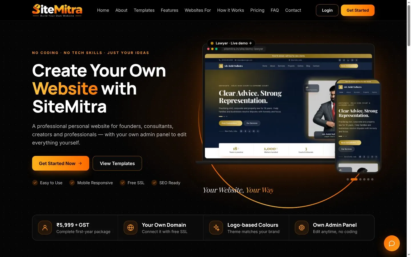 SiteMitra – Create Your Own Personal Website